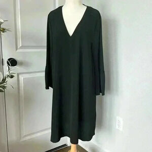 H&M Black Crepe Bell Sleeve Dress Size 16